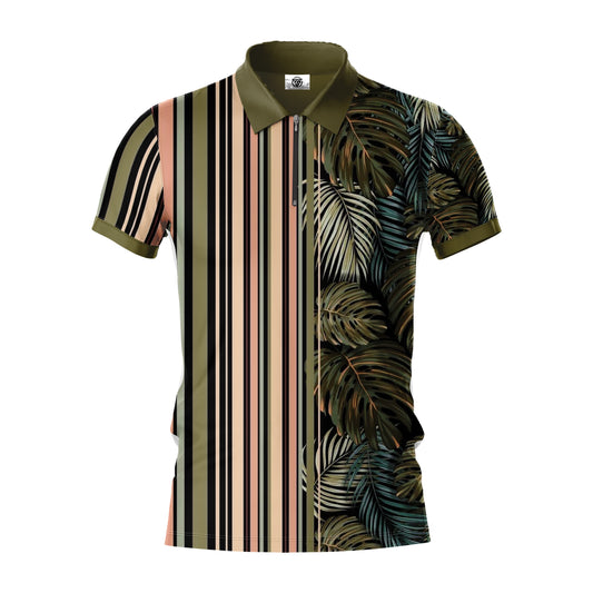 AOPPs - Jungle-Stride - Zipper Polo T-Shirt